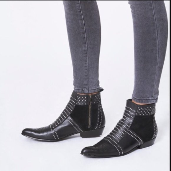 Anine Bing Shoes - ANINE BING Women's Lamb Leather Charlie Boots Gunmetal Studs 40/10us/7uk NEW